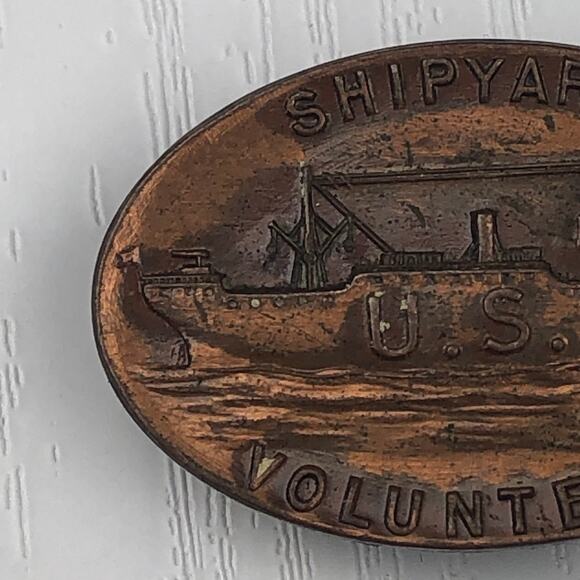 Antique 1919 WWI US Shipyard Volunteer Copper Alloy Button Whitehead & Hoag Co - Picture 3 of 8